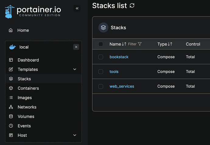 2.synology portainer stacks
